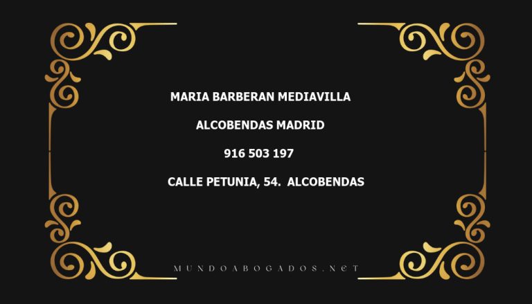 abogado Maria Barberan Mediavilla en la localidad de Alcobendas