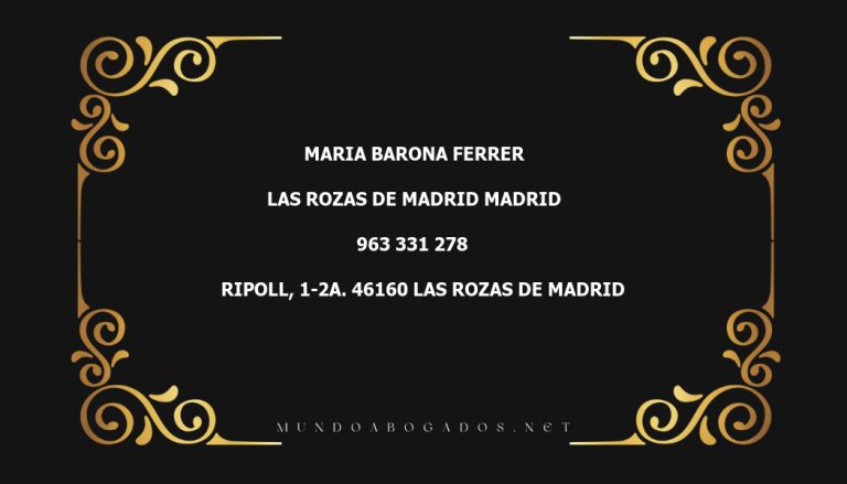 abogado Maria Barona Ferrer en la localidad de Las Rozas de Madrid