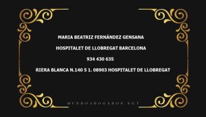 abogado Maria Beatriz Fernández Gensana en la localidad de Hospitalet de Llobregat