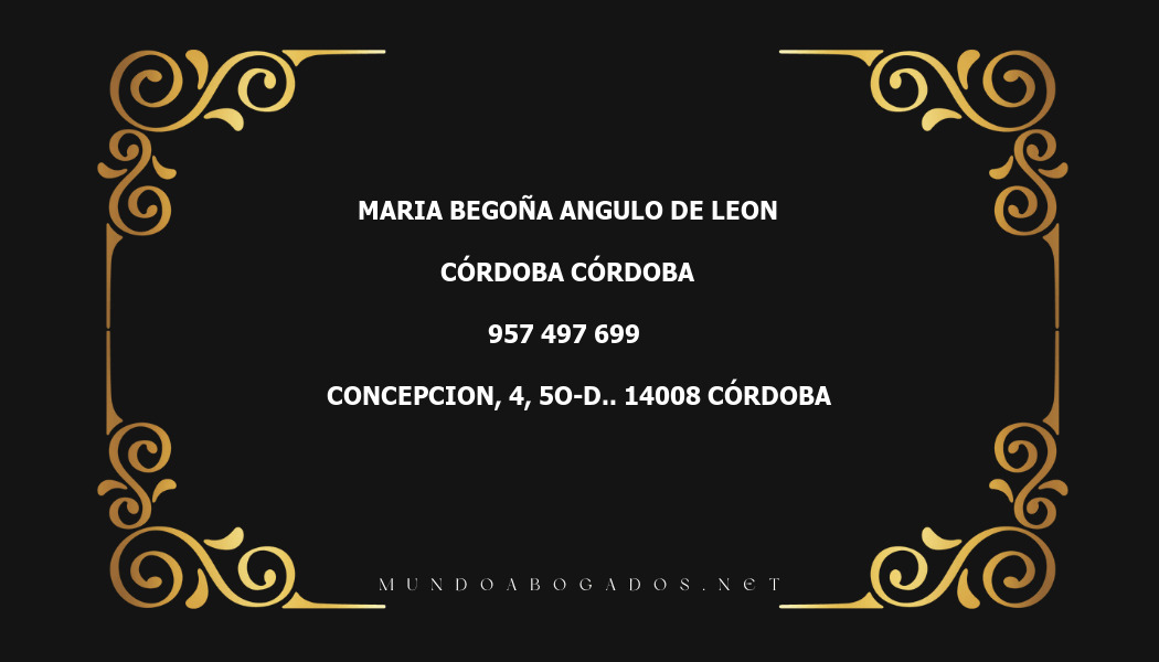 abogado Maria Begoña Angulo De Leon en la localidad de Córdoba