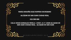 abogado Maria Begoña Diaz-Ropero Escribano en la localidad de Alcázar de San Juan