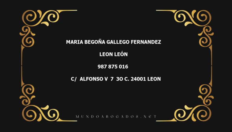 abogado Maria Begoña Gallego Fernandez en la localidad de Leon