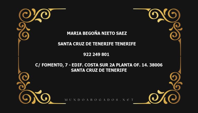 abogado Maria Begoña Nieto Saez en la localidad de Santa Cruz de Tenerife