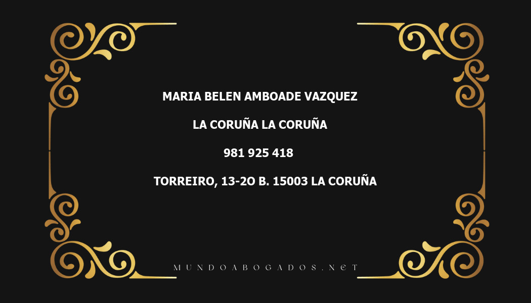 abogado Maria Belen Amboade Vazquez en la localidad de La Coruña