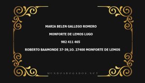 abogado Maria Belen Gallego Romero en la localidad de Monforte de Lemos