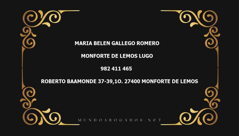 abogado Maria Belen Gallego Romero en la localidad de Monforte de Lemos