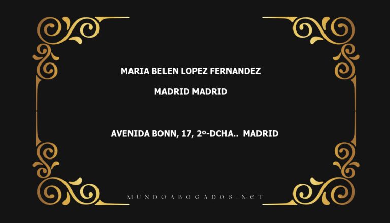 abogado Maria Belen Lopez Fernandez en la localidad de Madrid