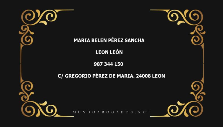 abogado Maria Belen Pérez Sancha en la localidad de Leon