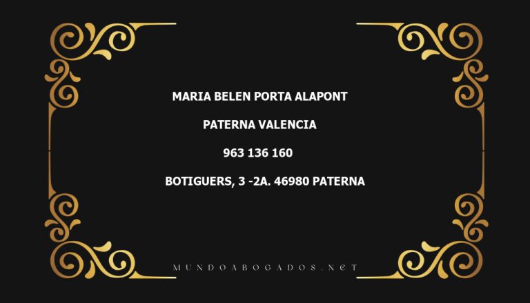 abogado Maria Belen Porta Alapont en la localidad de Paterna