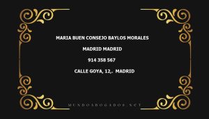 abogado Maria Buen Consejo Baylos Morales en la localidad de Madrid