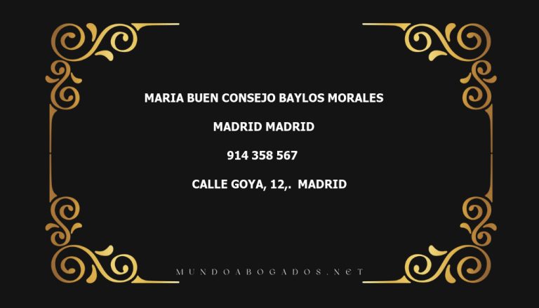 abogado Maria Buen Consejo Baylos Morales en la localidad de Madrid