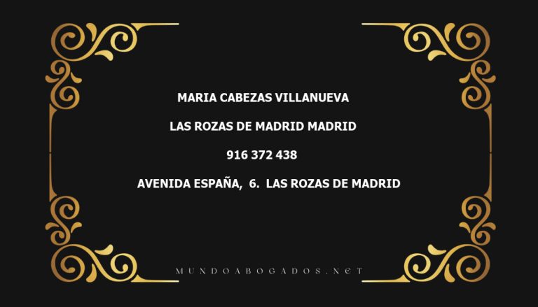 abogado Maria Cabezas Villanueva en la localidad de Las Rozas de Madrid