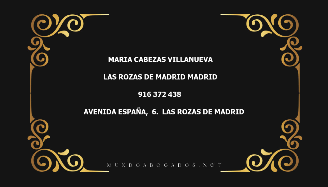 abogado Maria Cabezas Villanueva en la localidad de Las Rozas de Madrid