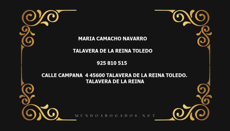 abogado Maria Camacho Navarro en la localidad de Talavera de la Reina