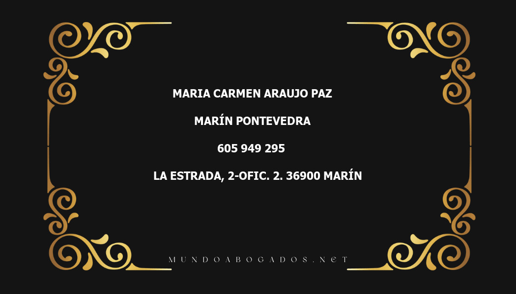 abogado Maria Carmen Araujo Paz en la localidad de Marín