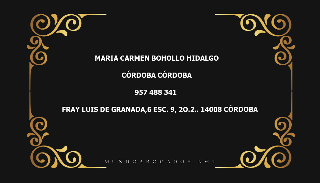 abogado Maria Carmen Bohollo Hidalgo en la localidad de Córdoba