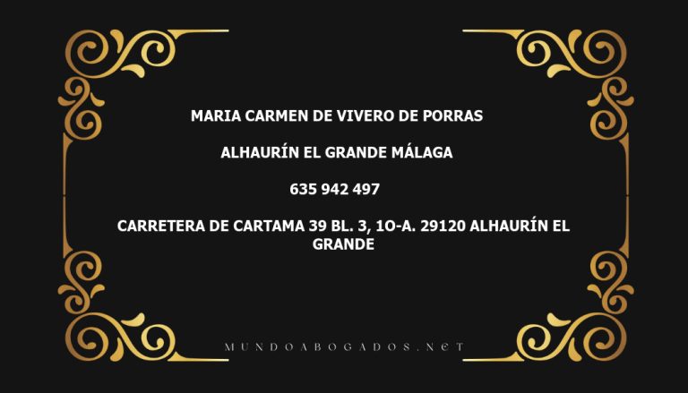 abogado Maria Carmen De Vivero De Porras en la localidad de Alhaurín el Grande