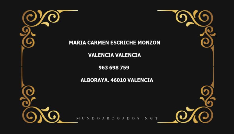 abogado Maria Carmen Escriche Monzon en la localidad de Valencia