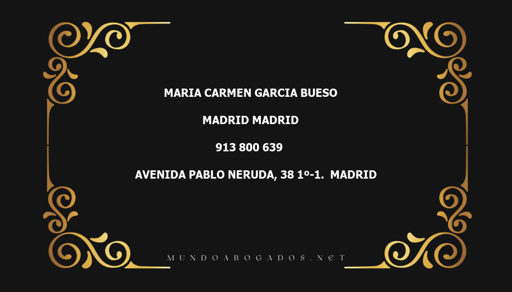 abogado Maria Carmen Garcia Bueso en la localidad de Madrid