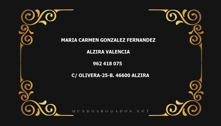 abogado Maria Carmen Gonzalez Fernandez en la localidad de Alzira