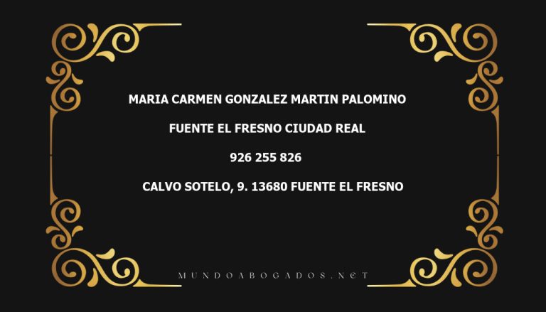 abogado Maria Carmen Gonzalez Martin Palomino en la localidad de Fuente El Fresno