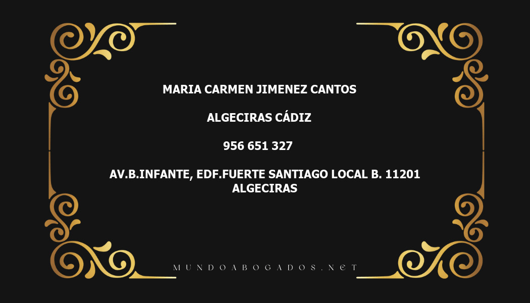 abogado Maria Carmen Jimenez Cantos en la localidad de Algeciras