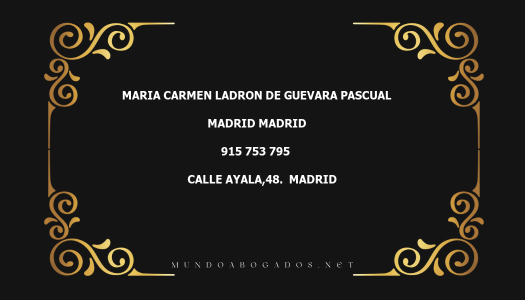 abogado Maria Carmen Ladron De Guevara Pascual en la localidad de Madrid