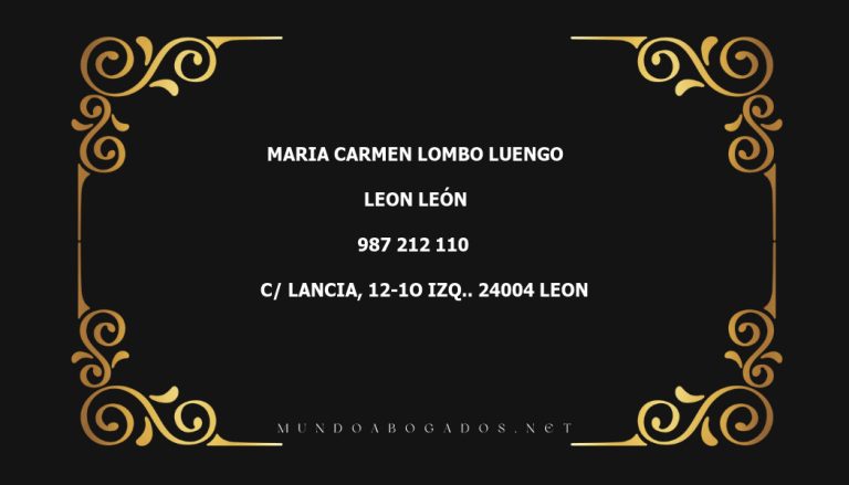 abogado Maria Carmen Lombo Luengo en la localidad de Leon