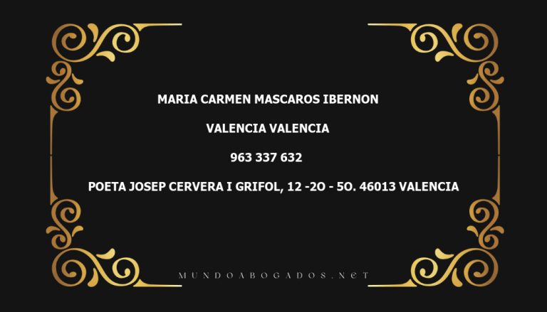 abogado Maria Carmen Mascaros Ibernon en la localidad de Valencia