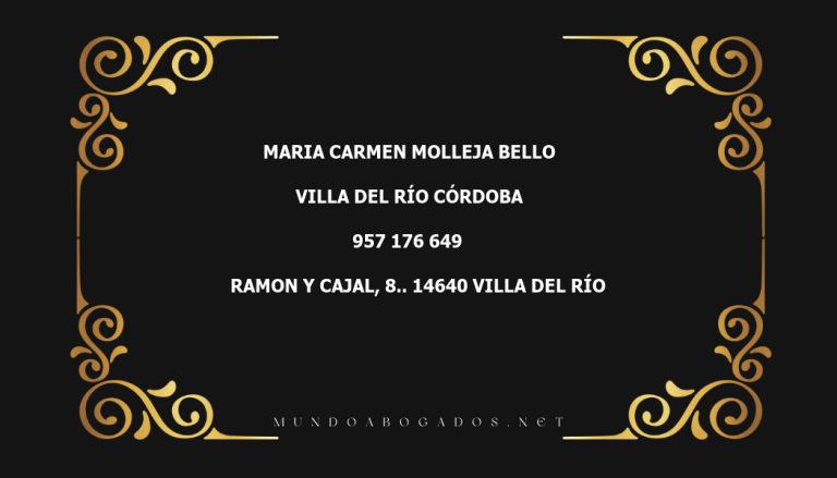 abogado Maria Carmen Molleja Bello en la localidad de Villa del Río