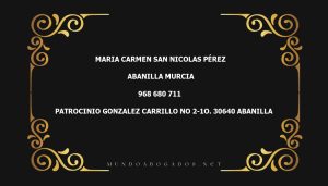 abogado Maria Carmen San Nicolas Pérez en la localidad de Abanilla