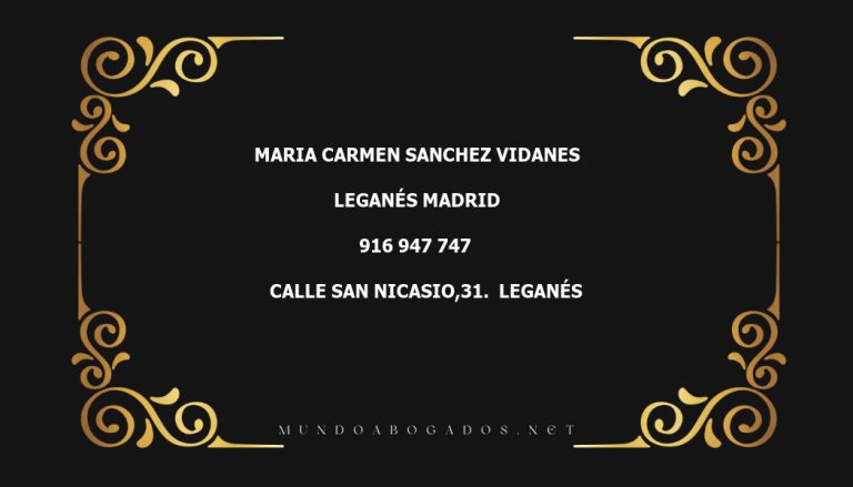 abogado Maria Carmen Sanchez Vidanes en la localidad de Leganés