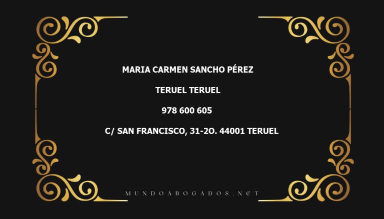 abogado Maria Carmen Sancho Pérez en la localidad de Teruel