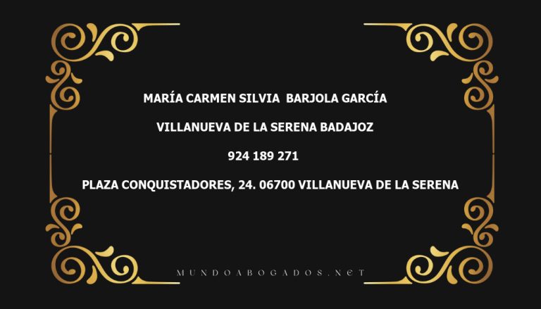 abogado María Carmen Silvia  Barjola García en la localidad de Villanueva de la Serena