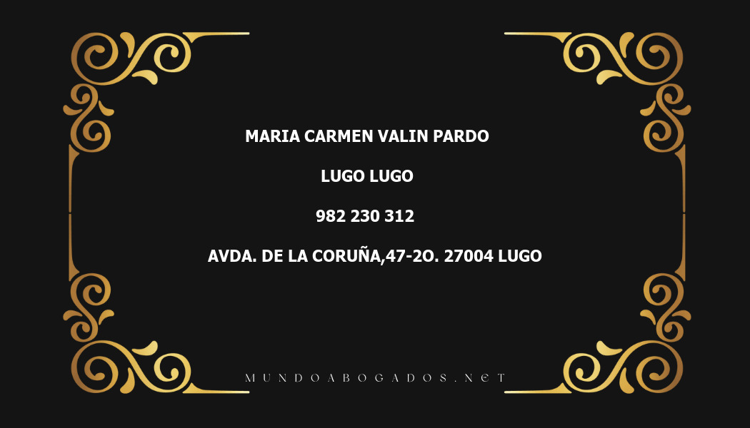 abogado Maria Carmen Valin Pardo en la localidad de Lugo