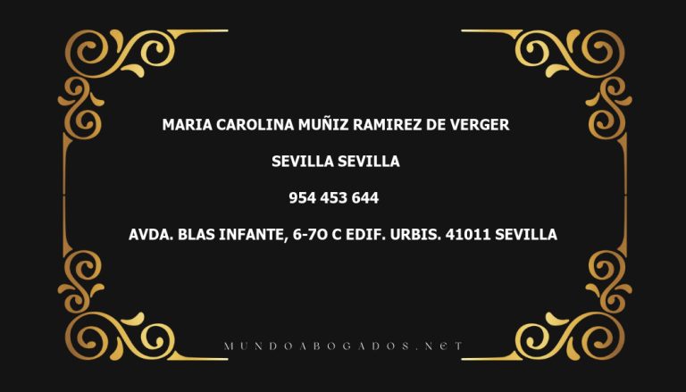 abogado Maria Carolina Muñiz Ramirez De Verger en la localidad de Sevilla