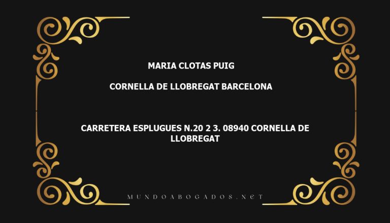 abogado Maria Clotas Puig en la localidad de Cornella de Llobregat