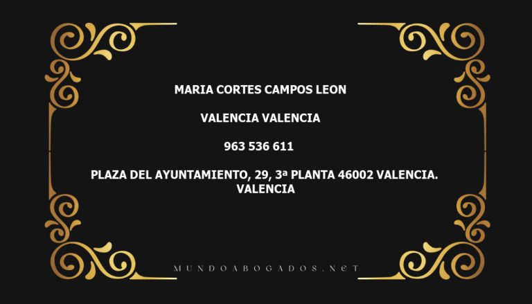 abogado Maria Cortes Campos Leon en la localidad de Valencia