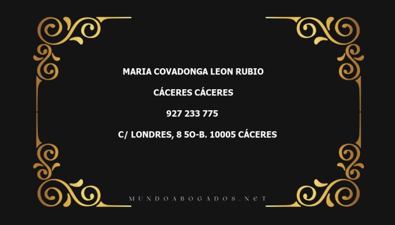 abogado Maria Covadonga Leon Rubio en la localidad de Cáceres