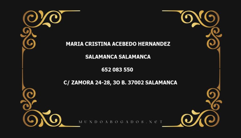 abogado Maria Cristina Acebedo Hernandez en la localidad de Salamanca