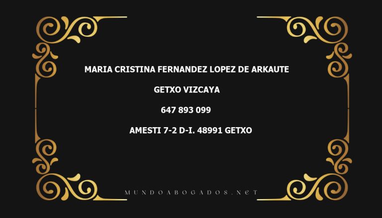 abogado Maria Cristina Fernandez Lopez De Arkaute en la localidad de Getxo