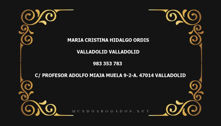 abogado Maria Cristina Hidalgo Ordis en la localidad de Valladolid