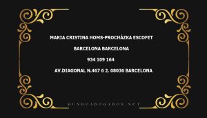 abogado Maria Cristina Homs-Procházka Escofet en la localidad de Barcelona