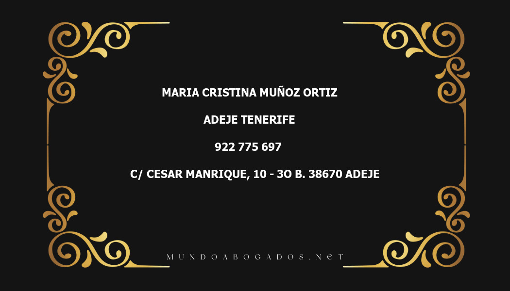 abogado Maria Cristina Muñoz Ortiz en la localidad de Adeje