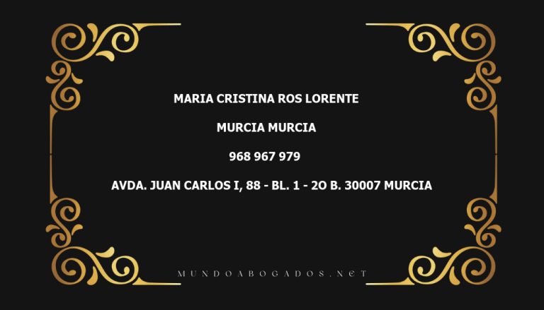 abogado Maria Cristina Ros Lorente en la localidad de Murcia