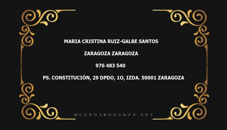 abogado Maria Cristina Ruiz-Galbe Santos en la localidad de Zaragoza