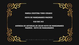 abogado Maria Cristina Toro Criado en la localidad de Hoyo de Manzanares