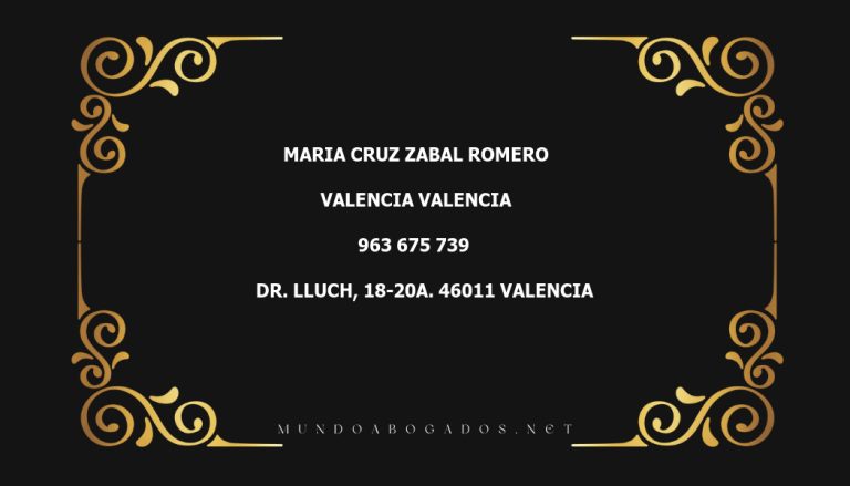 abogado Maria Cruz Zabal Romero en la localidad de Valencia