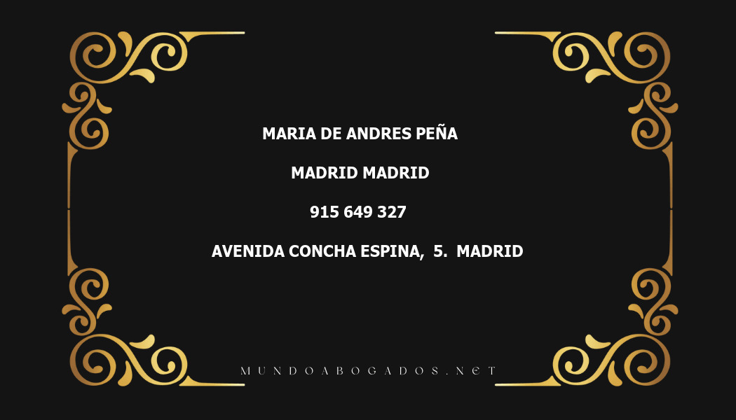 abogado Maria De Andres Peña en la localidad de Madrid