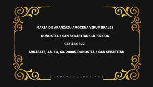 abogado Maria De Aranzazu Arocena Virumbrales en la localidad de Donostia / San Sebastián